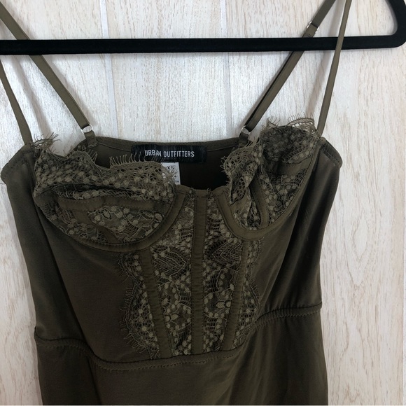 Urban Outfitters Modern Love Olive Green Lace Bustier Mini Dress - Picture 4 of 7